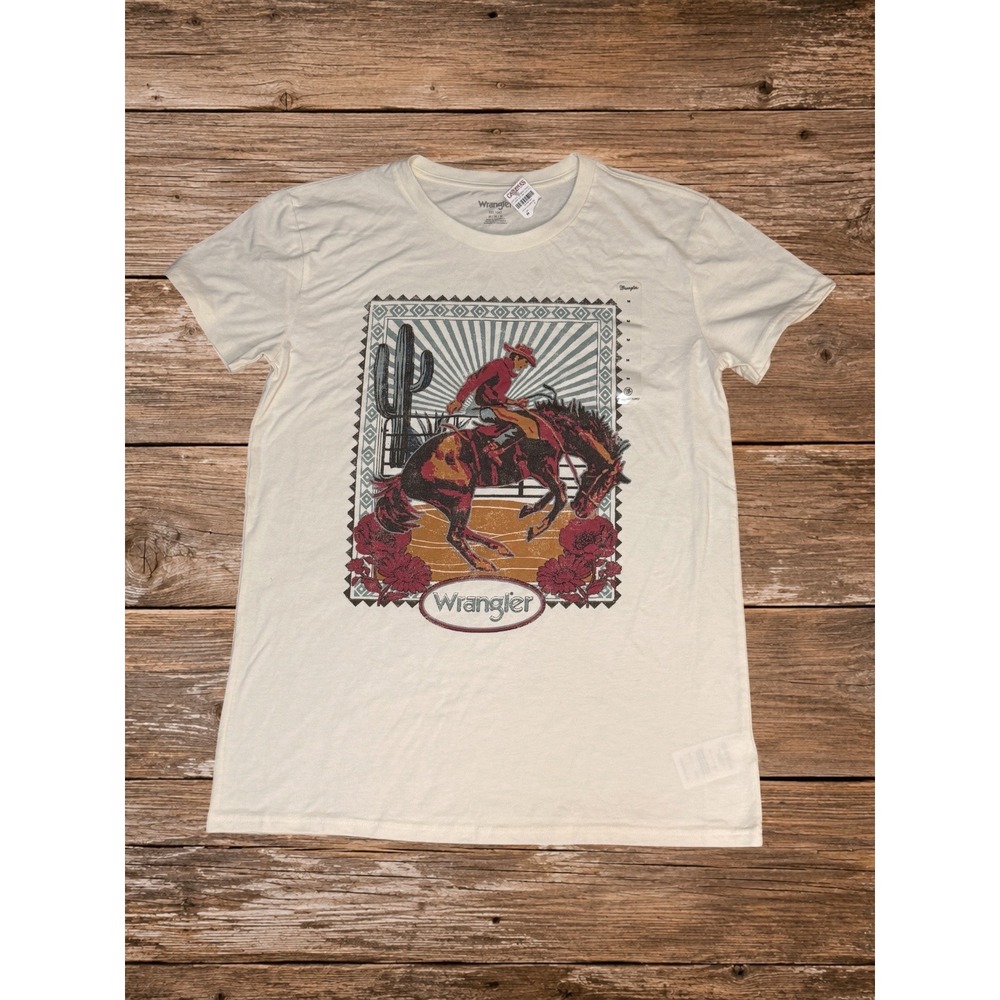 Wrangler Retro Western Rodeo Cowboy Bronco Graphic Boyfriend Fit Tee NWT M - Picture 2 of 8